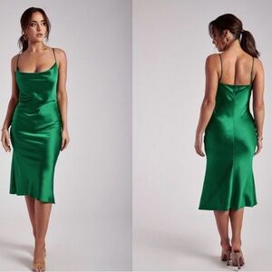 Meshki Tabitha Cowl neck midi satin dress